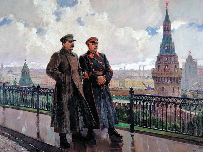 Герасимов. «И. В. Сталин и К. Е. Ворошилов в Кремле» (1938)