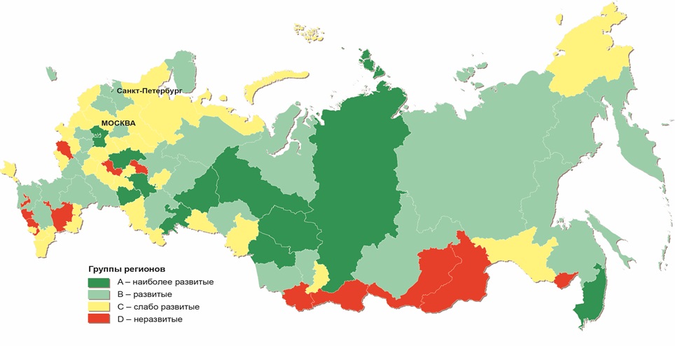 Карта развития СМИ в регионах РФ.