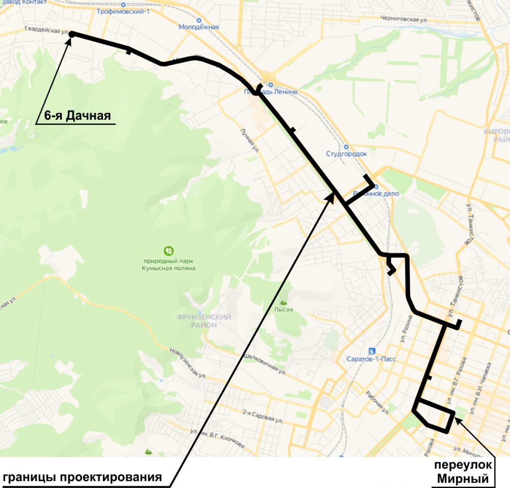схема межевания земли для скоростного трамвая Саратова