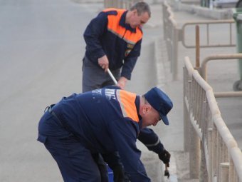 Сотрудников городской службы спасения привлекли к покраске грязных бордюров в Затоне