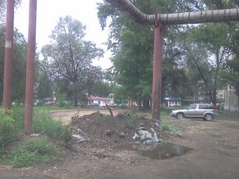 Зеленую зону у «Стрелки» защитили от проезда автомобилей мусорной кучей