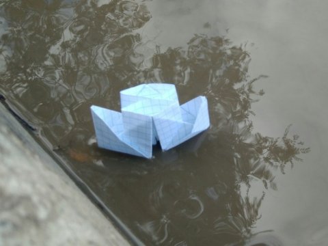 В коммунальную реку на «лучшей улице» Саратова запустили бумажный пароход