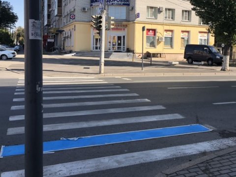 На трех улицах Саратова мужчина покрасил пешеходную «зебру» синей краской