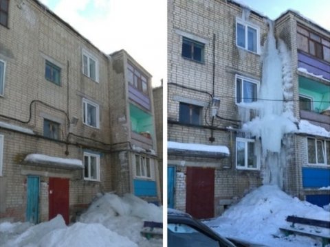 В марксовском селе со стены дома ликвидировали «ледяной водопад»