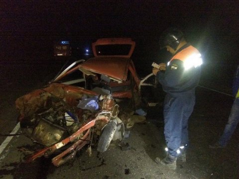 В Петровском районе спасатели вытащили пострадавшего водителя из смятой «Оки» 