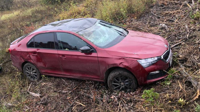 На трассе под Аткарском иномарка съехала в кювет из-за тумана