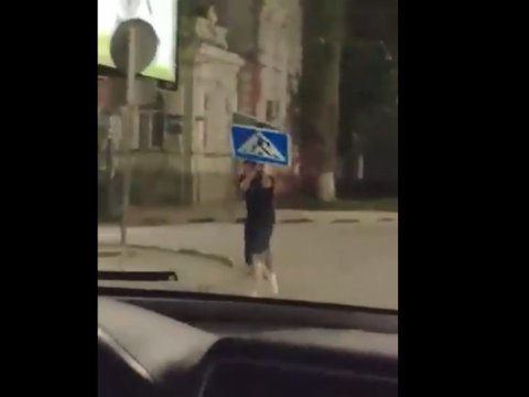 В Саратове мужчина попытался украсть знак «Пешеходный переход»
