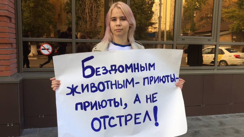 Неизвестная саратовчанка пикетирует конференцию «Единой России»