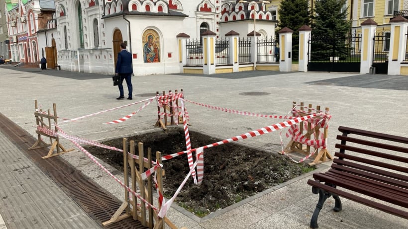 На улице Волжской в Саратове подготовили участки для посадки новых деревьев