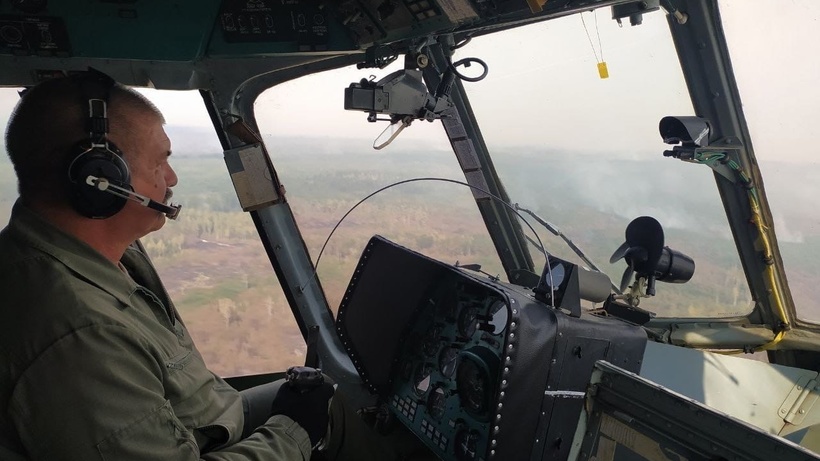 Авиация саратовской Росгвардии помогает тушить пожары в Рязанской области