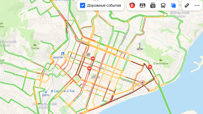 Пробки в Саратове. Ситуация на дорогах ухудшилась