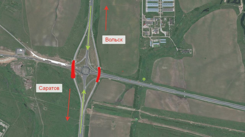 В Саратове на два месяца перекроют съезды на кольце Вольского тракта