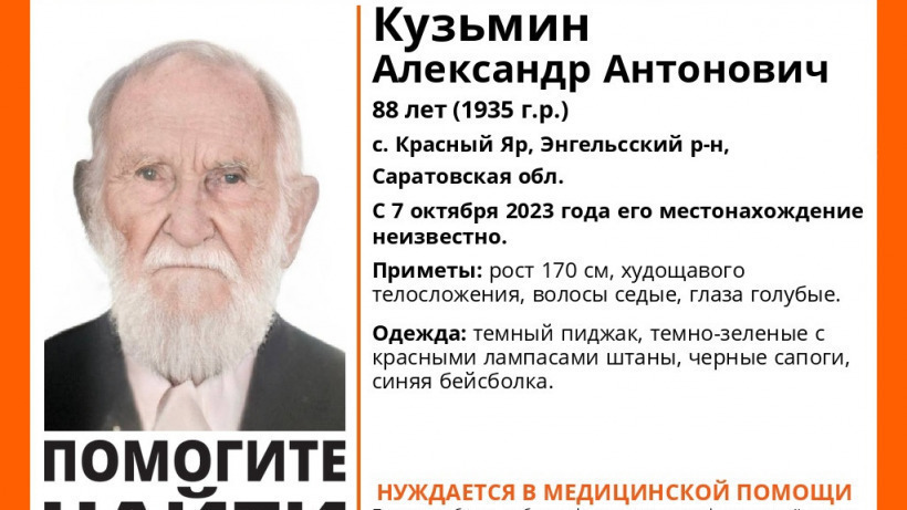 Под Энгельсом всю ночь безуспешно искали пропавшего без вести 88-летнего Александра Кузьмина