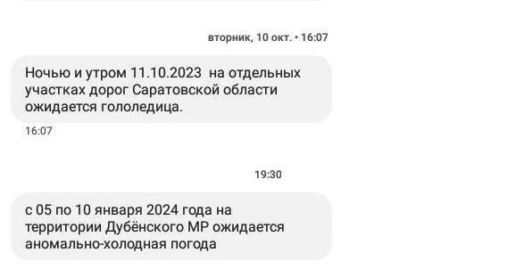 Саратовцы получили от МЧС сообщения об аномальных морозах в Дубёнском районе