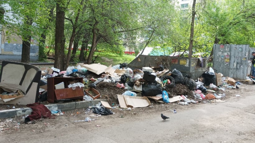 «Мусорный апокалипсис». На Тархова в Саратове рядом с детской площадкой свалили отходы, мебель, штаны и шины