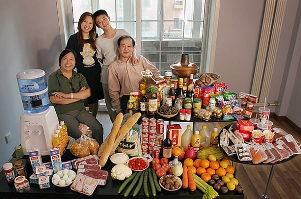 Семья из Китая, г. Пекин. Затраты на еду в неделю: 155 долларов