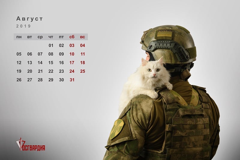 Росгвардия выпустила к 8 Марта календарь «Спецназ и котики»